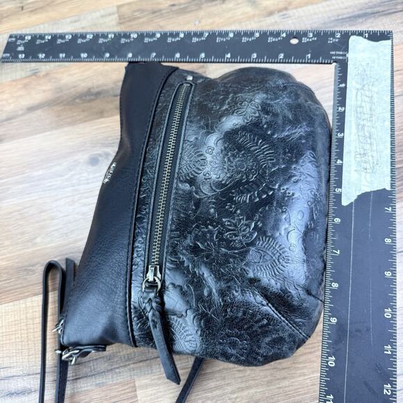 The Saks Full Leather Medium Sz Crossbody B Black Bag - Picture 2 of 5